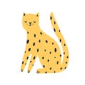 Cartoon amusing spotted wild animal vector flat illustration. Cute african leopard sitting isolated on white background Royalty Free Stock Photo