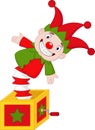 Cartoon Amusing toy jumping out from a box Royalty Free Stock Photo