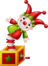 Cartoon Amusing toy jumping out from a box Royalty Free Stock Photo