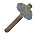 Cartoon ancient age stone weapon hammer vector isolated object illustration