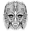 cartoon ancient egyptian pharaoh face mask zentangle Royalty Free Stock Photo