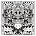 cartoon ancient egyptian pharaoh face mask zentangle Royalty Free Stock Photo