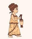 Cartoon ancient greek girl with jug Royalty Free Stock Photo