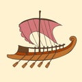 Cartoon ancient greek ship Royalty Free Stock Photo