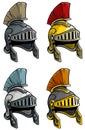 Cartoon ancient roman soldier helmet icon set