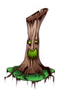 Cartoon Ancient Tree Vector Illustration.