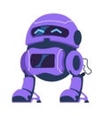 Cartoon android character. Robot mascot, science innovation template. Fantastic electronic technology, advertising