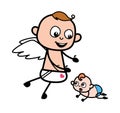 Cartoon Angel with Crowling Baby Royalty Free Stock Photo