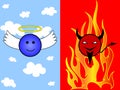 Cartoon of angel and devil