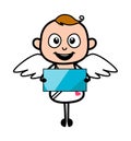 Cartoon Angel holding a shiny banner