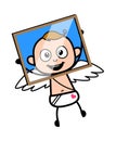 Cartoon Angel looking from glass frame Royalty Free Stock Photo