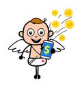 Cartoon Angel showing Mobile Money