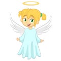 Cartoon angel. Vecor illustration of flying girl angel for Christmas holyday decoration