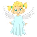 Cartoon angel. Vecor illustration of flying girl angel for Christmas holyday decoration