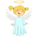 Cartoon angel. Vecor illustration of flying girl angel for Christmas holyday decoration. Design for print