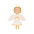 Cartoon angel. Vector illustration isolated on white background. Royalty Free Stock Photo