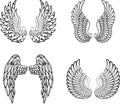 Cartoon angel wings collection set Royalty Free Stock Photo