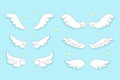 Cartoon angel wings set with stars. Cute hand drawn collection o Royalty Free Stock Photo