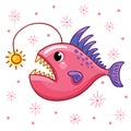 Cartoon angler fish. Royalty Free Stock Photo