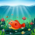 Cartoon angler fish underwater Royalty Free Stock Photo