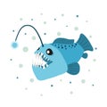 Cartoon angler fish. Vector illustration of anglerfish character Royalty Free Stock Photo