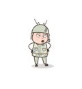 Cartoon Angry Army Man Face Expression Vector Illustration