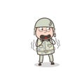 Cartoon Angry Army Man Shouting Vector Illustration