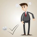 Cartoon angry businessman throwing crumple paper Royalty Free Stock Photo