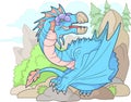 Angry carnivore dragon, funny illustration, design