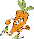 Cartoon angry carrot running.