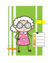 Cartoon Angry Granny Showing a Checklist Vector Illustration
