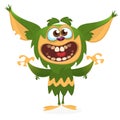 Cartoon angry green monster. Halloween vector illustration.