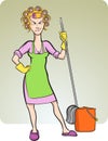 Cartoon angry housewife