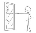 Cartoon of Angry Man Blaming Yourself in Mirror