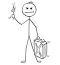 Cartoon of Angry Man or Businessman Holding Petrol or Gas Can and Flaming Match Royalty Free Stock Photo