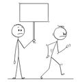 Cartoon of Angry Man Leaving Another Man Holding Empty Sign