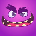 Cartoon angry monster face. Vector Halloween monster avatar. Monster expression.