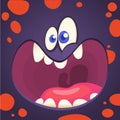 Cartoon angry monster face. Vector image of funny goblin monster . Royalty Free Stock Photo