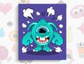 Cartoon angry monster. Vector illustration of an excited monster