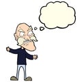cartoon angry old man with thought bubble Royalty Free Stock Photo
