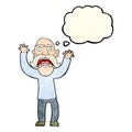 cartoon angry old man with thought bubble Royalty Free Stock Photo