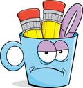 Cartoon angry pencil cup