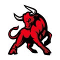 Cartoon angry red bull mascot Royalty Free Stock Photo