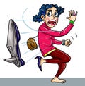 Cartoon angry woman throwing her shoe Royalty Free Stock Photo