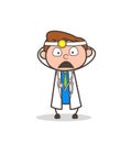 Cartoon Anguished Doctor Face Expression Vector Illustration