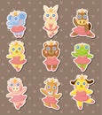 Cartoon animal ballerina dancer stickers