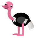Cartoon animal bird ostrich isolated illustration for children