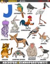 cartoon animal characters for letter J educational set Royalty Free Stock Photo