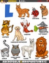 cartoon animal characters for letter L educational set Royalty Free Stock Photo