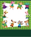 Cartoon animal dancer seamless pattern